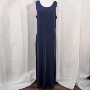 Vintage Ronni Nicole Slinky Navy Blue Maxi Dress Sleeveless Estimated Size Large